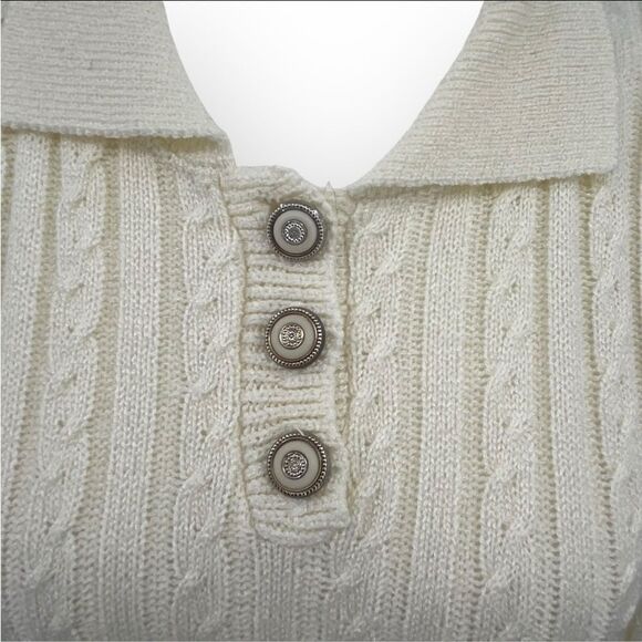 Vintage 90’s Alfred Dunner Cable Knit Sweater in Cream Women’s Size PM - Picture 4 of 9